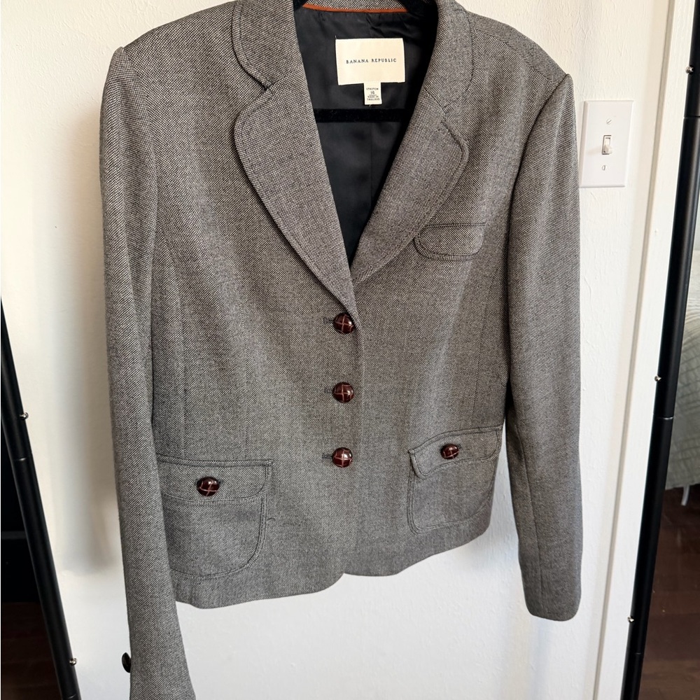 Banana Republic Charcoal Blazer with Brown Buttons